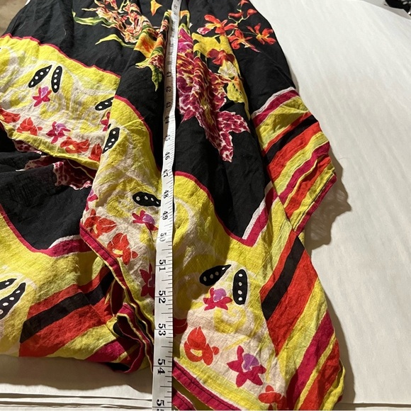 Soft Surroundings Black 100% Cotton Maxi Floral Dress Handkerchief Hem - Picture 9 of 10